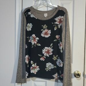 EUC Kaileigh Mixed Fabric Blouse  Size Large